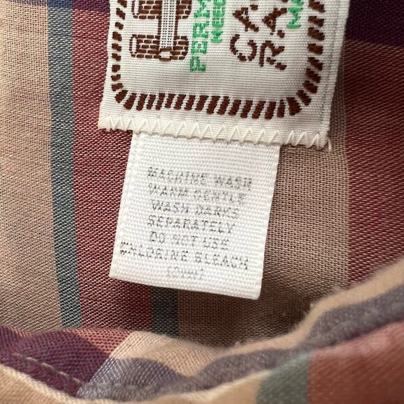 Vintage H BAR C California Ranchwear Plaid Western Button Up Shirt USA Large V16 - Picture 6 of 7